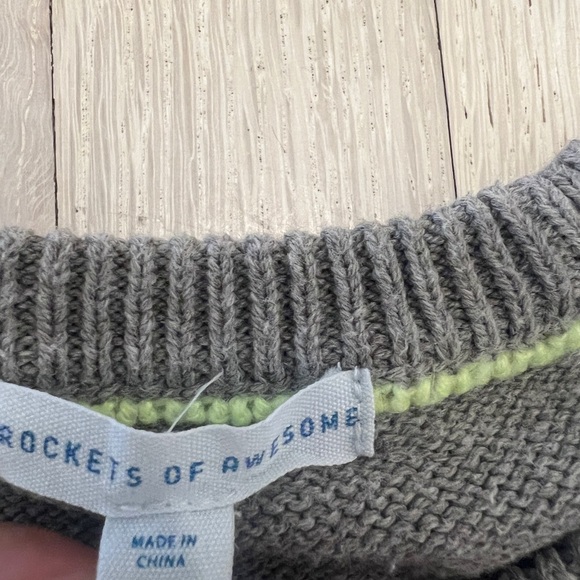 Rockets of Awesome Gray Lighting Bolt Cotton Sweater Boys Size 10/12 - Picture 3 of 5